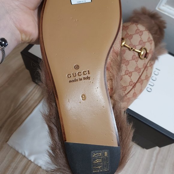 Gucci Beige GG Monogram Fur Princetown Mens Mules - Picture 4 of 10